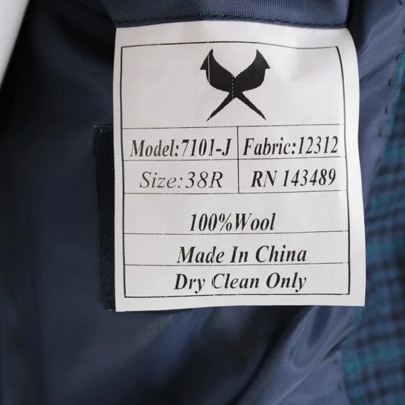 Cardinal of Canada NWT 100% Wool Sport Coat Size 38R US In Blues w/ Teal Plaid